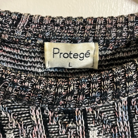 Vintage Protege Coogi Style Mens Black and Gray Abstract Knit Sweater Mens L - Picture 3 of 3